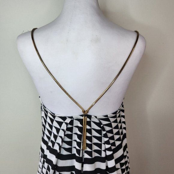 WITCHERY gold snake chain strap midi dress women's size 4 - 6 black white splits - Picture 10 of 12